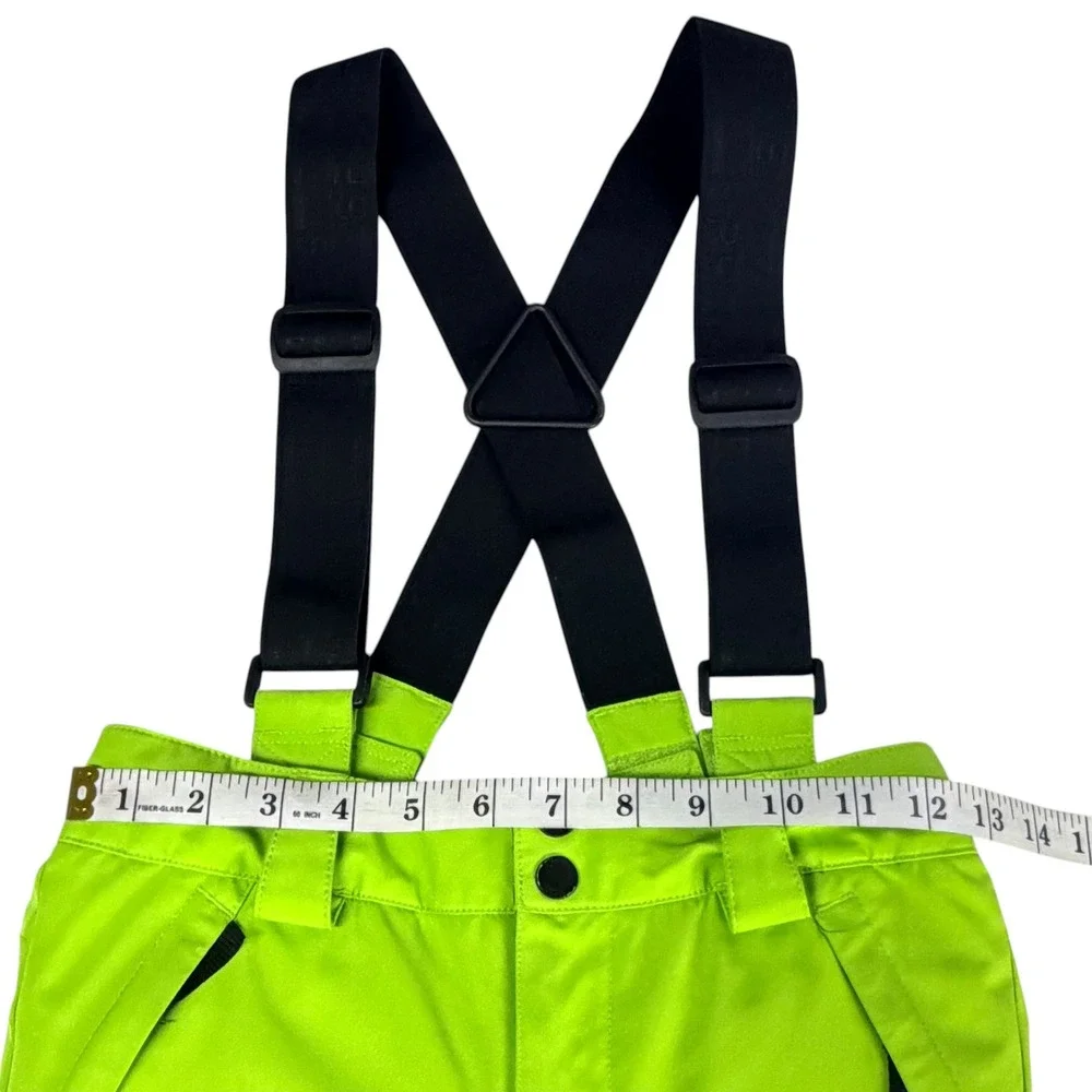 Spyder Kids Ski Snow Pants Bib Suspenders Neon Green Insulated Winter Size 8